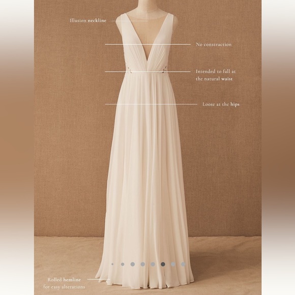 NWT Anthro: size 6 Jenny Yoo Elinor Deep V-Neck Lace & Illusion Wedding Gown - Picture 3 of 9